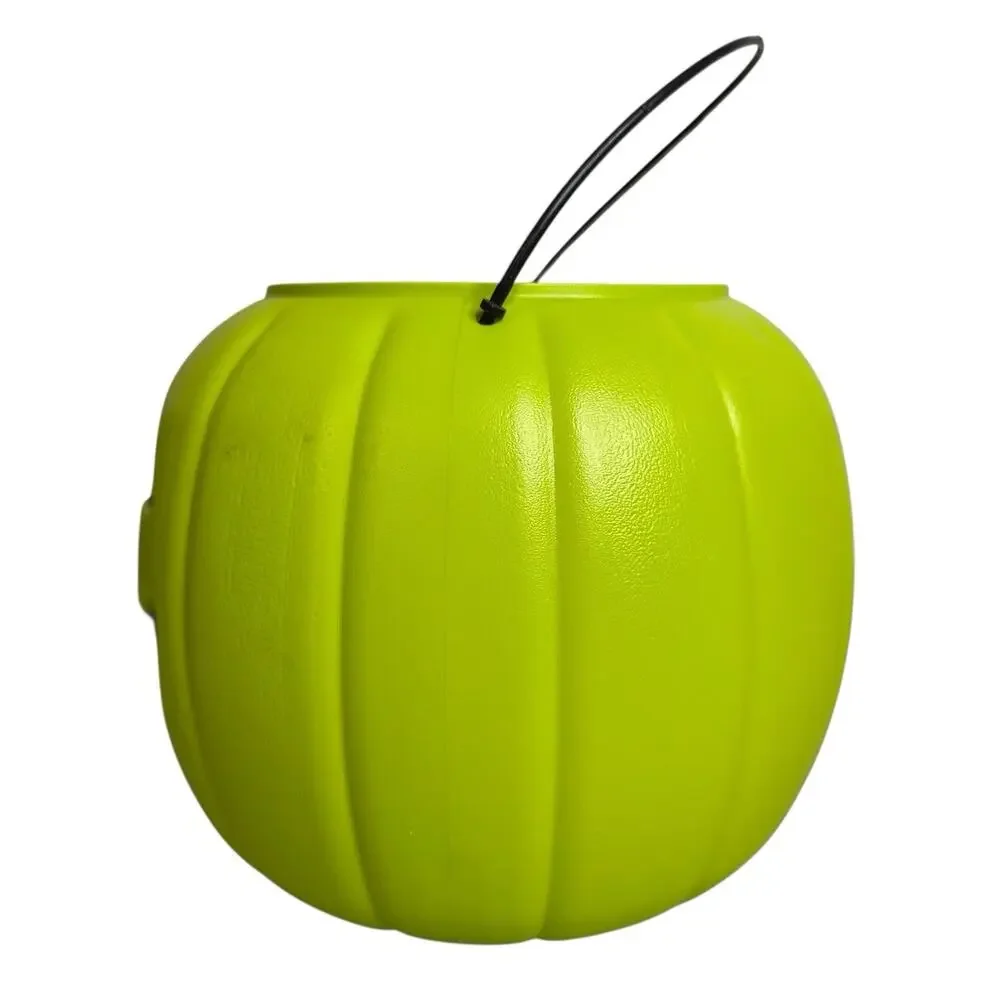 General Foam Blow Mold Jack O Lantern Pumpkin Candy Bucket Pail Neon Green USA